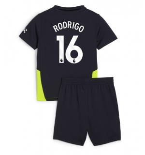 Manchester City Rodri Hernandez #16 Bortedraktsett Barn 2024-25 Kortermet (+ Korte bukser)
