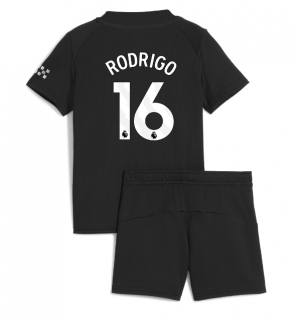 Manchester City Rodri Hernandez #16 Bortedraktsett Barn 2025-26 Kortermet (+ Korte bukser)