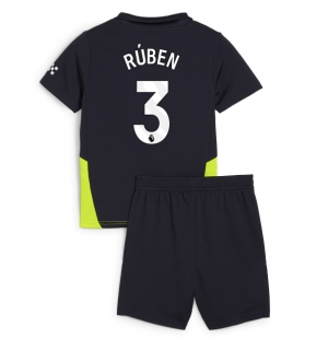Manchester City Ruben Dias #3 Bortedraktsett Barn 2024-25 Kortermet (+ Korte bukser)