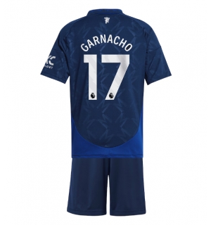Manchester United Alejandro Garnacho #17 Bortedraktsett Barn 2024-25 Kortermet (+ Korte bukser)