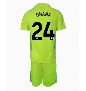 Manchester United Andre Onana #24 Keeper Bortedraktsett Barn 2024-25 Kortermet (+ Korte bukser)