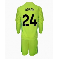 Manchester United Andre Onana #24 Keeper Bortedraktsett Barn 2024-25 Langermet (+ Korte bukser)
