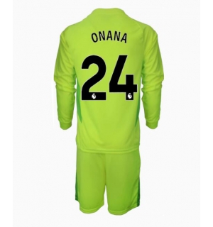 Manchester United Andre Onana #24 Keeper Bortedraktsett Barn 2024-25 Langermet (+ Korte bukser)