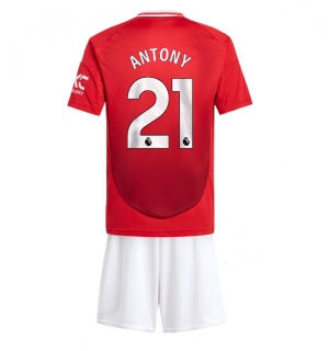Manchester United Antony #21 Hjemmedraktsett Barn 2024-25 Kortermet (+ Korte bukser)