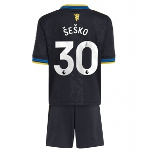 Manchester United Benjamin Sesko #30 Tredjedraktsett Barn 2025-26 Kortermet (+ Korte bukser)