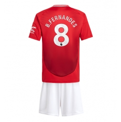 Manchester United Bruno Fernandes #8 Hjemmedraktsett Barn 2024-25 Kortermet (+ Korte bukser)
