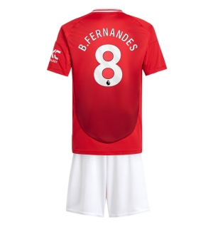 Manchester United Bruno Fernandes #8 Hjemmedraktsett Barn 2024-25 Kortermet (+ Korte bukser)