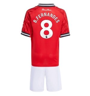 Manchester United Bruno Fernandes #8 Hjemmedraktsett Barn 2025-26 Kortermet (+ Korte bukser)