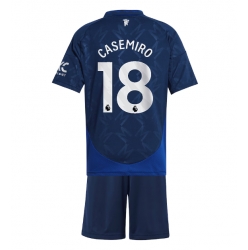 Manchester United Casemiro #18 Bortedraktsett Barn 2024-25 Kortermet (+ Korte bukser)