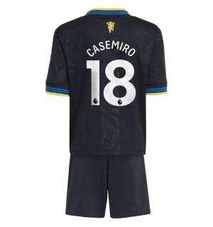 Manchester United Casemiro #18 Tredjedraktsett Barn 2025-26 Kortermet (+ Korte bukser)