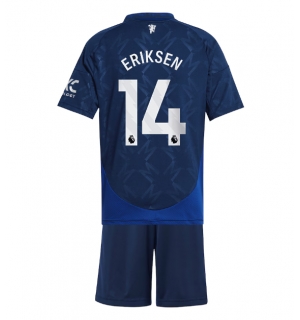 Manchester United Christian Eriksen #14 Bortedraktsett Barn 2024-25 Kortermet (+ Korte bukser)