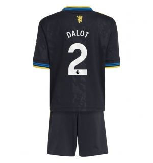 Manchester United Diogo Dalot #2 Tredjedraktsett Barn 2025-26 Kortermet (+ Korte bukser)