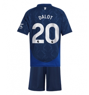 Manchester United Diogo Dalot #20 Bortedraktsett Barn 2024-25 Kortermet (+ Korte bukser)