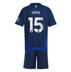 Manchester United Leny Yoro #15 Bortedraktsett Barn 2024-25 Kortermet (+ Korte bukser)