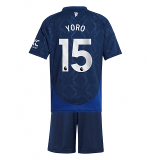 Manchester United Leny Yoro #15 Bortedraktsett Barn 2024-25 Kortermet (+ Korte bukser)