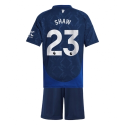 Manchester United Luke Shaw #23 Bortedraktsett Barn 2024-25 Kortermet (+ Korte bukser)