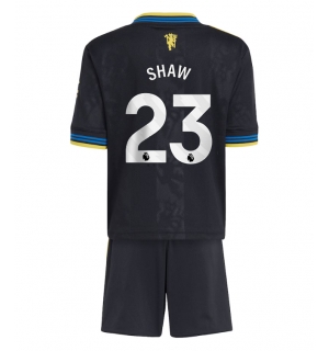Manchester United Luke Shaw #23 Tredjedraktsett Barn 2025-26 Kortermet (+ Korte bukser)