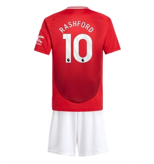 Manchester United Marcus Rashford #10 Hjemmedraktsett Barn 2024-25 Kortermet (+ Korte bukser)