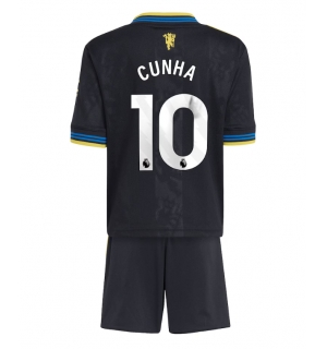 Manchester United Matheus Cunha #10 Tredjedraktsett Barn 2025-26 Kortermet (+ Korte bukser)
