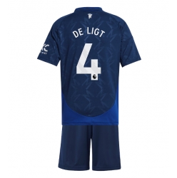 Manchester United Matthijs de Ligt #4 Bortedraktsett Barn 2024-25 Kortermet (+ Korte bukser)