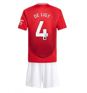 Manchester United Matthijs de Ligt #4 Hjemmedraktsett Barn 2024-25 Kortermet (+ Korte bukser)