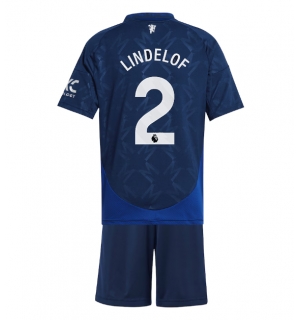 Manchester United Victor Lindelof #2 Bortedraktsett Barn 2024-25 Kortermet (+ Korte bukser)