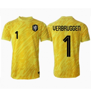 Nederland Bart Verbruggen #1 Keeper Bortedrakt EM 2024 Kortermet