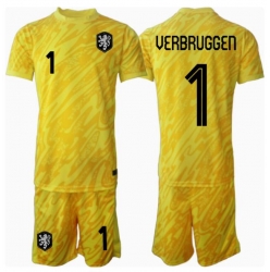 Nederland Bart Verbruggen #1 Keeper Bortedraktsett Barn EM 2024 Kortermet (+ Korte bukser)