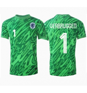 Nederland Bart Verbruggen #1 Keeper Hjemmedrakt EM 2024 Kortermet