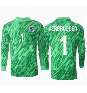 Nederland Bart Verbruggen #1 Keeper Hjemmedrakt EM 2024 Langermet