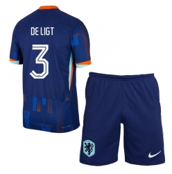 Nederland Matthijs de Ligt #3 Bortedraktsett Barn EM 2024 Kortermet (+ Korte bukser)
