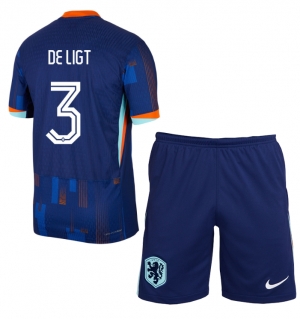 Nederland Matthijs de Ligt #3 Bortedraktsett Barn EM 2024 Kortermet (+ Korte bukser)