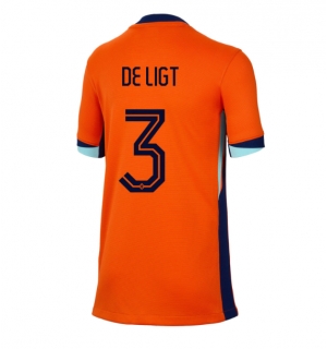 Nederland Matthijs de Ligt #3 Hjemmedrakt Dame EM 2024 Kortermet