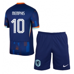 Nederland Memphis Depay #10 Bortedraktsett Barn EM 2024 Kortermet (+ Korte bukser)