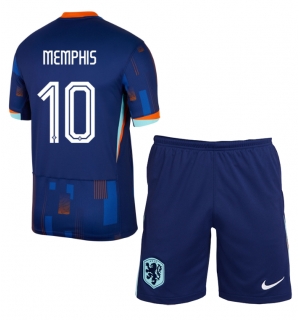 Nederland Memphis Depay #10 Bortedraktsett Barn EM 2024 Kortermet (+ Korte bukser)