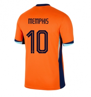 Nederland Memphis Depay #10 Hjemmedrakt EM 2024 Kortermet