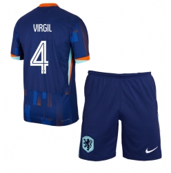 Nederland Virgil van Dijk #4 Bortedraktsett Barn EM 2024 Kortermet (+ Korte bukser)