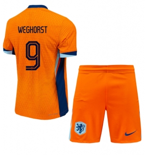 Nederland Wout Weghorst #9 Hjemmedraktsett Barn EM 2024 Kortermet (+ Korte bukser)