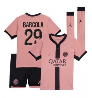 Paris Saint-Germain Bradley Barcola #29 Tredjedraktsett Barn 2024-25 Kortermet (+ Korte bukser)