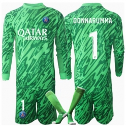 Paris Saint-Germain Gianluigi Donnarumma #1 Keeper Hjemmedraktsett Barn 2024-25 Langermet (+ Korte bukser)