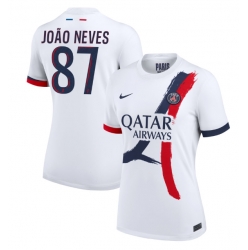 Paris Saint-Germain Joao Neves #87 Bortedrakt Dame 2024-25 Kortermet