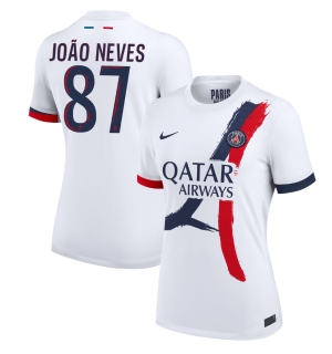 Paris Saint-Germain Joao Neves #87 Bortedrakt Dame 2024-25 Kortermet