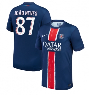 Paris Saint-Germain Joao Neves #87 Hjemmedrakt 2024-25 Kortermet