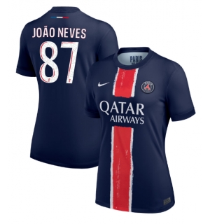 Paris Saint-Germain Joao Neves #87 Hjemmedrakt Dame 2024-25 Kortermet