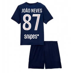 Paris Saint-Germain Joao Neves #87 Hjemmedraktsett Barn 2025-26 Kortermet (+ Korte bukser)