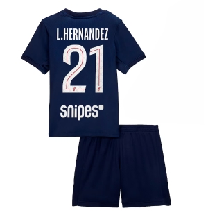 Paris Saint-Germain Lucas Hernandez #21 Hjemmedraktsett Barn 2025-26 Kortermet (+ Korte bukser)