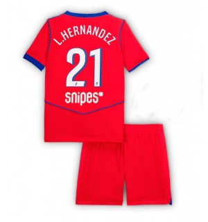 Paris Saint-Germain Lucas Hernandez #21 Tredjedraktsett Barn 2025-26 Kortermet (+ Korte bukser)