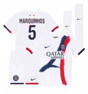 Paris Saint-Germain Marquinhos #5 Bortedraktsett Barn 2024-25 Kortermet (+ Korte bukser)