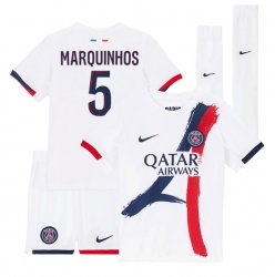 Paris Saint-Germain Marquinhos #5 Bortedraktsett Barn 2025-26 Kortermet (+ Korte bukser)