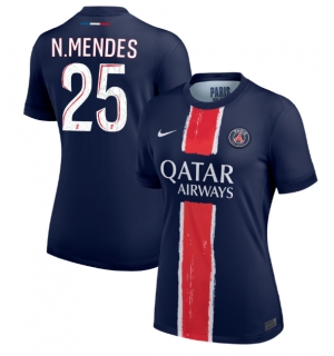 Paris Saint-Germain Nuno Mendes #25 Hjemmedrakt Dame 2024-25 Kortermet